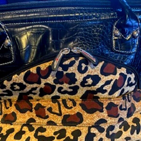 Travelon Manhattan Carpet Tote Bag Crocodile Faux Leather Leopard Animal Print - Picture 4 of 7
